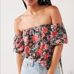 Urban Outfitters Kimchi Blue Floral Off-the-Shoulder Top